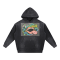 Vintage Washed Frayed Fleece Hoodie