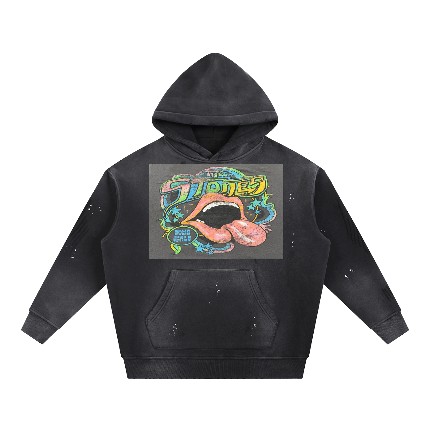 Vintage Washed Frayed Fleece Hoodie